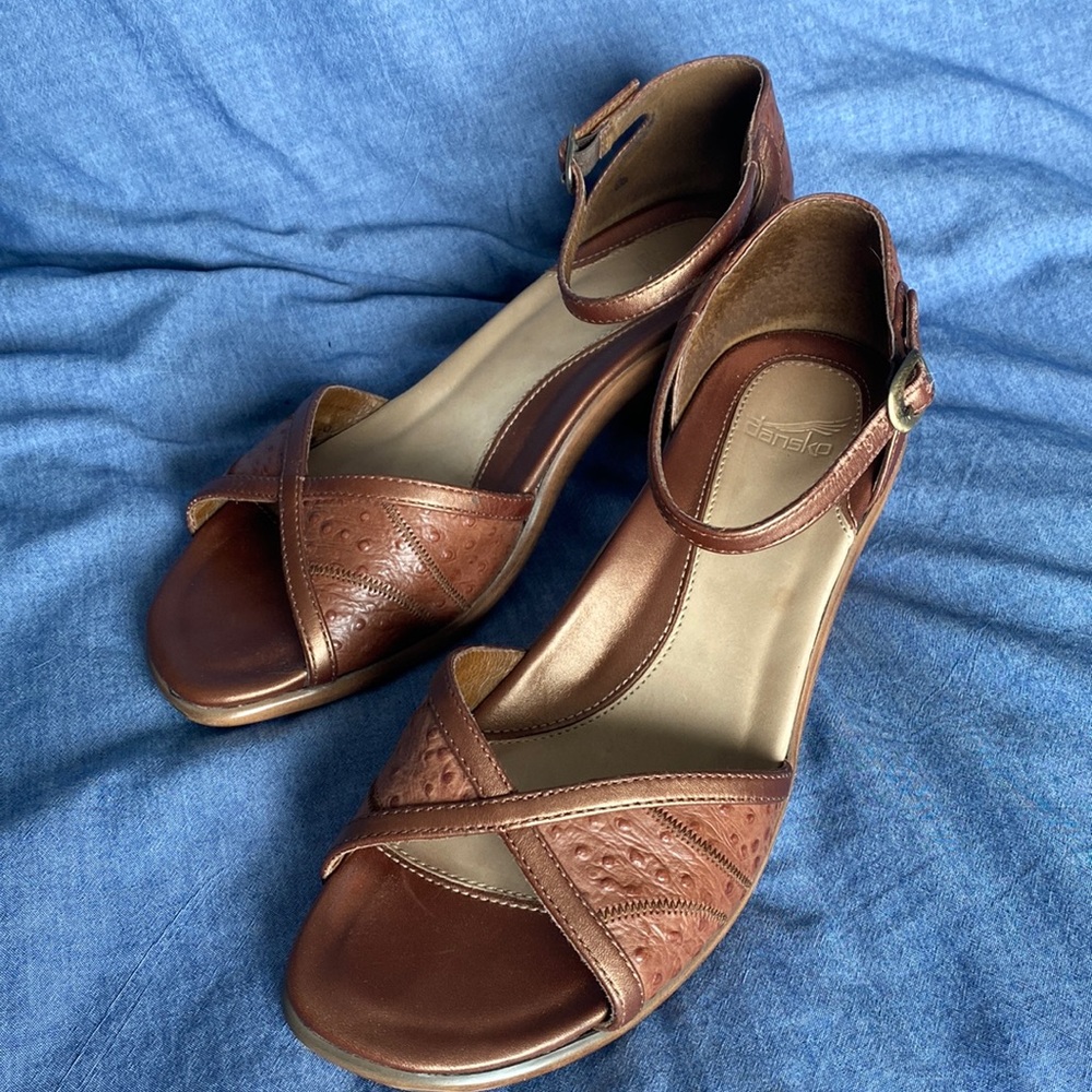 Dansko Brown Leather Open-Toe Ankle Strap Sandals